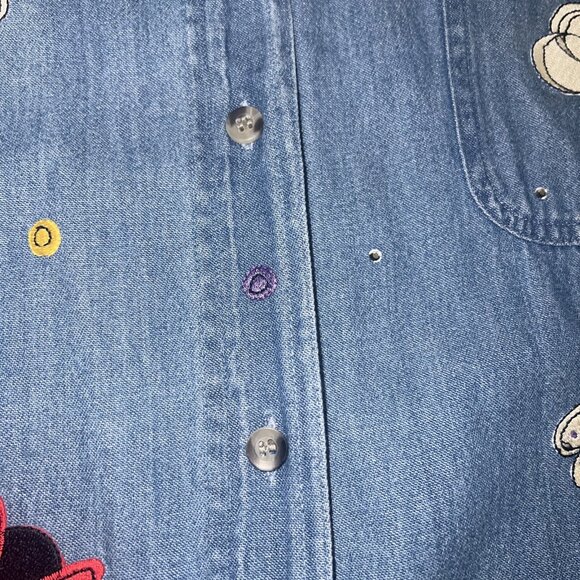 MILI DESIGNS DENIM BUTTON DOWN SHIRT TOP SIZE 1X STITCHED Bees Bugs,, - Picture 11 of 16